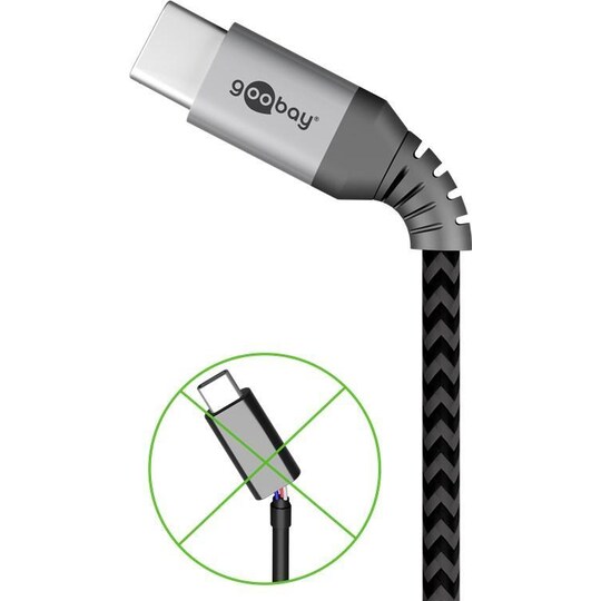 USB-C â„¢ - USB-C â„¢ Tekstiilikaapeli metalliliittimillä (avaruudenharmaa / hopea) 2 m