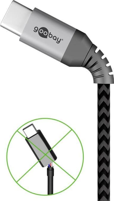 USB-C â„¢ - USB-C â„¢ Tekstiilikaapeli metalliliittimillä (avaruudenharmaa / hopea) 2 m