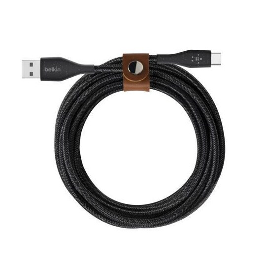 DuraTek Plus USB-C-USB-A -kaapeli hihnalla, 1M, musta