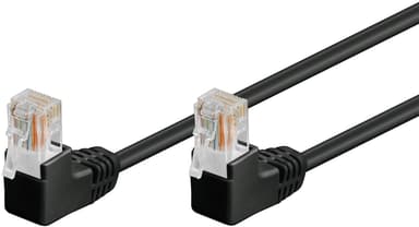 Goobay CAT 5e 2x patch-kaapeli, kulmassa 90°, U / UTP, musta