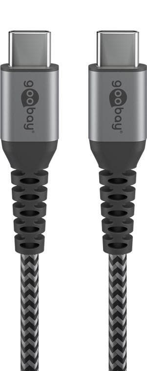 USB-C ™ - USB-C ™ Tekstiilikaapeli metalliliittimillä (avaruudenharmaa / hopea) 1 m