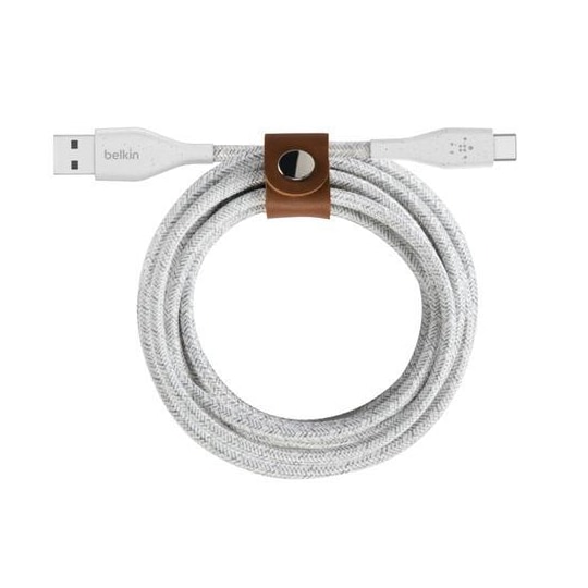 DuraTek Plus USB-CUSB-A-kaapeli hihnalla, 1M, valkoinen
