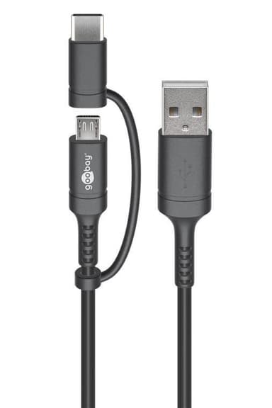 Goobay Charge & Sync -yhdistelmäkaapeli (USB A - Micro-USB & USB-C™)