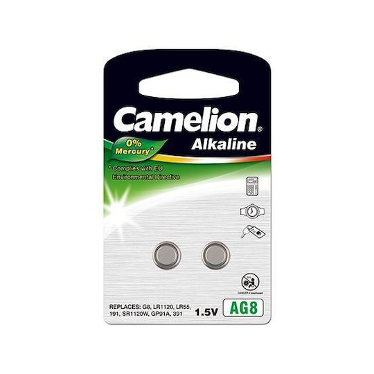 Camelion AG8/LR55/LR1121/391, alkalipainike, 2 kpl