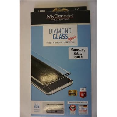 MyScreen Timanttilasi (koko näyttö) 3D -näytönsuoja, Samsung, Galaxy Note 9, Karkaistu lasi, Läpinäkyvä/Musta, VAARALLISET PAKKAUKSET