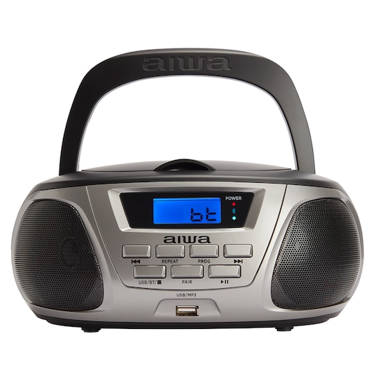 AIWA Mini Boomblaster FM - CD - Bluetooth - USB Harmaa