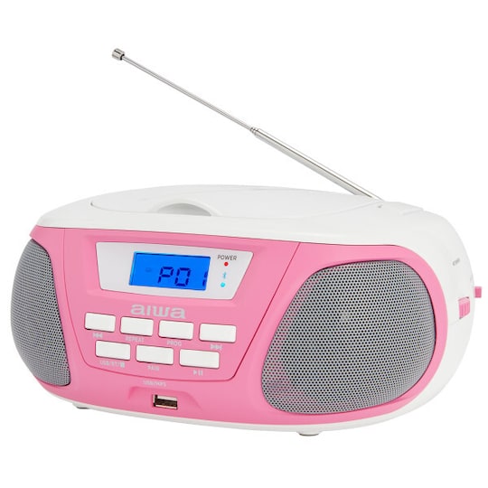 AIWA Mini Boomblaster FM - CD - Bluetooth - USB - Vaaleanpunainen väri