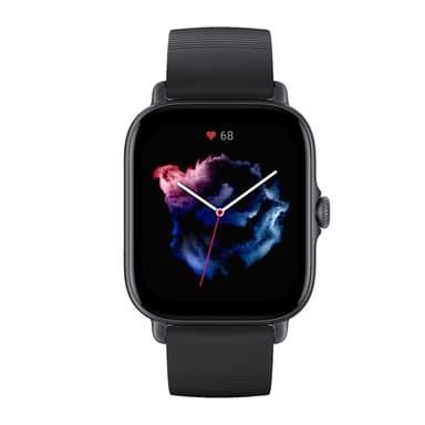 Amazfit GTS 3 1,75", älykello, GPS (satelliitti), AMOLED-näyttö, kosketusnäyttö, sykemittari, aktiivisuuden seuranta 24/7, vedenpitävä, Bluetooth, grafiittimusta