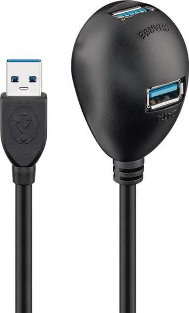 Goobay USB 3.0 Hi-Speed jatkokaapeli pöytäjalalla, musta