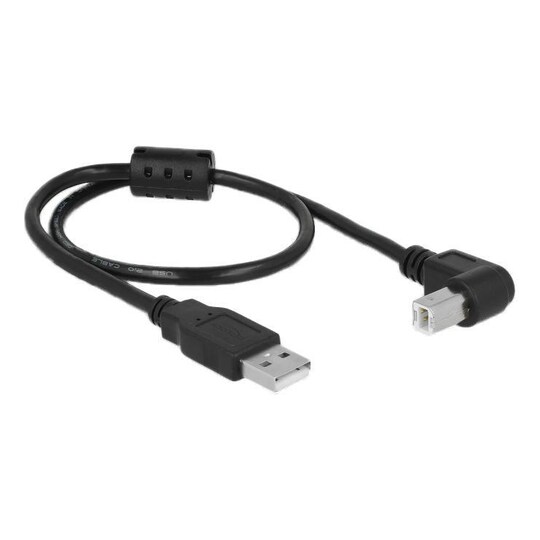 Delock-kaapeli USB 2.0, tyyppi A, uros> USB 2.0, tyyppi B, uros, kulma 0,5 m bl