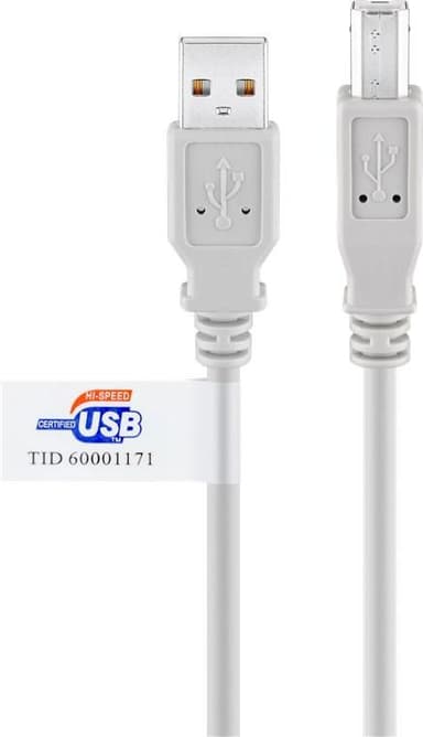USB 2.0 Hi-Speed -kaapeli USB-sertifikaatilla, harmaa