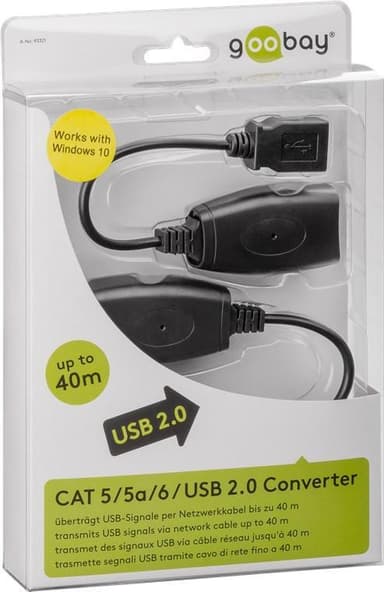 USB 2.0 Hi-Speed jatkojohto, musta