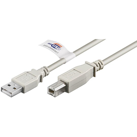USB 2.0 Hi-Speed -kaapeli USB-sertifikaatilla, harmaa