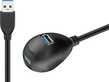 Goobay USB 3.0 Hi-Speed jatkokaapeli pöytäjalalla, musta