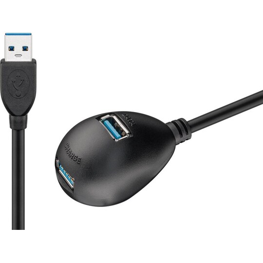 USB 3.0 Hi-Speed jatkokaapeli pöytäjalalla, musta