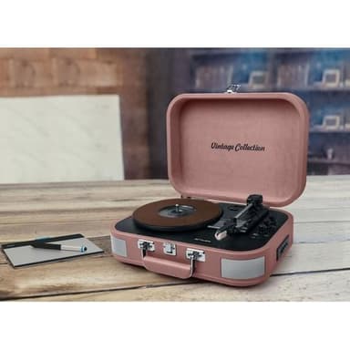 MT-201 BTP-levysoitin stereojärjestelmä BT USB vintage vaaleanpunainen