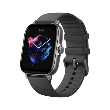 Amazfit GTS 3 1,75", älykello, GPS (satelliitti), AMOLED-näyttö, kosketusnäyttö, sykemittari, aktiivisuuden seuranta 24/7, vedenpitävä, Bluetooth, grafiittimusta