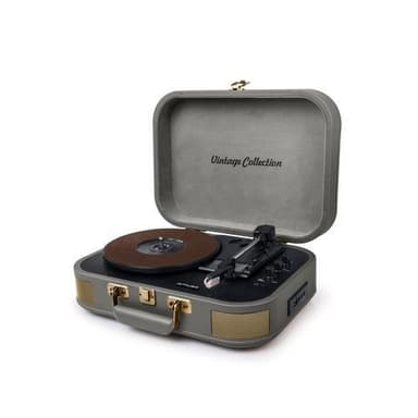 MT-201 BTG Levysoitin Stereojärjestelmä BT USB vintage Tope Grey