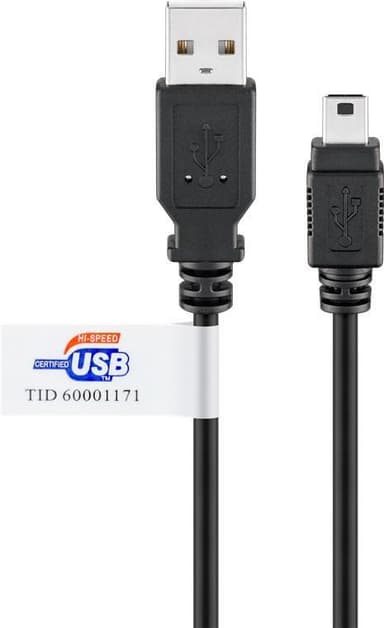 Goobay USB 2.0 Hi-Speed -kaapeli USB-sertifikaatilla, musta