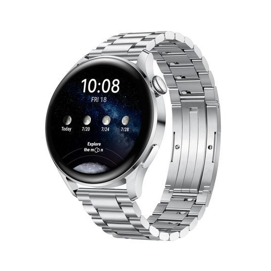 Huawei Watch 3 1,43", älykello, NFC, GPS (satelliitti), AMOLED, kosketusnäyttö, sykemittari, aktiivisuuden seuranta 24/7, vedenpitävä, Bluetooth, Wi-Fi, hopea