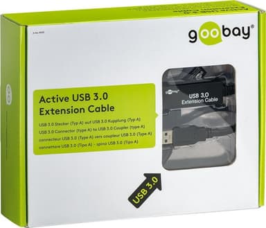 Goobay Aktiivinen USB 3.0 jatkokaapeli, musta