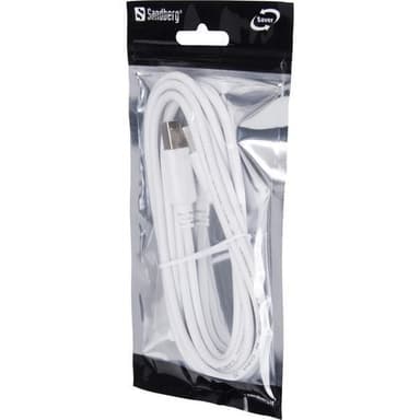USB 2.0 AB -kaapeli SAVER, valkoinen (2 m)