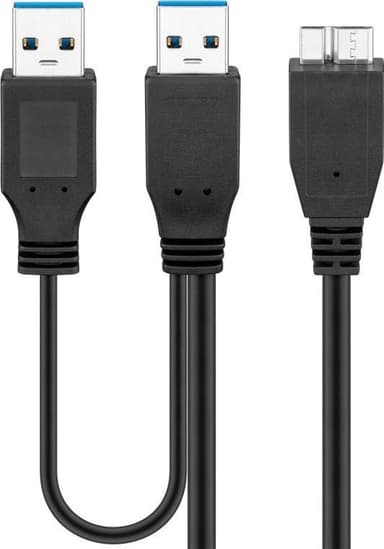 Goobay USB 3.0 -kaksitehoinen SuperSpeed-kaapeli, musta
