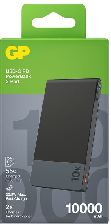 GP M2 varavirtalähde 10 000 mAh (harmaa)