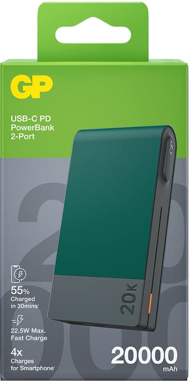 GP M2 varavirtalähde 20 000 mAh (vihreä)