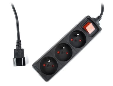 EnerGenie EG-PSU3F-01 UPS-pistorasia, 3 FR-liitäntää, 10 A, C14-pistoke, 0,6 m kaapeli, musta EnerGenie 0,6 m