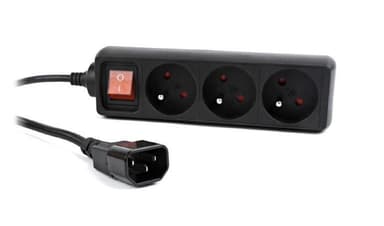 EnerGenie EG-PSU3F-01 UPS-pistorasia, 3 FR-liitäntää, 10 A, C14-pistoke, 0,6 m kaapeli, musta EnerGenie 0,6 m