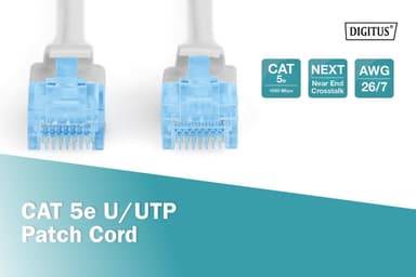 Digitus Patch Cord CAT 5e U-UTP, PVC AWG 26/7, 5 m Harmaa