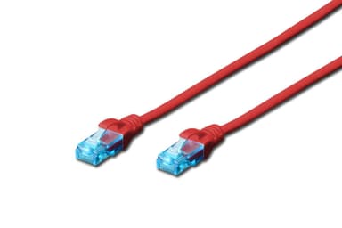 Digitus CAT 5e U-UTP Patch -johto, PVC AWG 26/7, Modulaarinen RJ45 (8/8) pistoke, 0,5 m, punainen