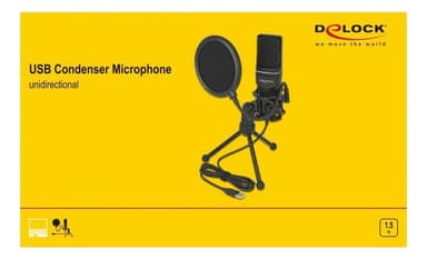 Delock USB -kondensaattorimikrofonisarja - podcast -lähetykseen, pelaamiseen ja lauluun