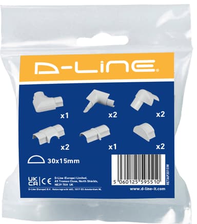 D-line liitäntäpakkaus puoliympyrä 10 kpl (valk.)