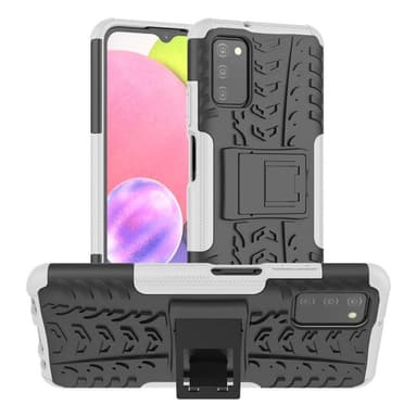 Iskunkestävä kuori jalustalla Samsung Galaxy A03s - Valkoinen