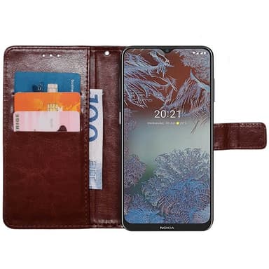 Lompakkokotelo 3-kortti Nokia G10 - Ruskea