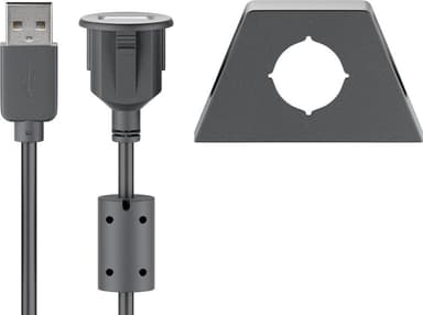 Goobay USB 2.0 nopea jatkojohto kaapelinpitimellä, musta