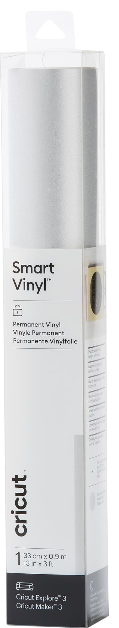 Cricut Smart Vinyl Permanent arkki 33 x 91 cm (kimmeltävä hopea)