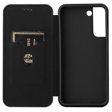 SKALO Samsung S22 Carbon Fiber Lompakkokotelo - Musta