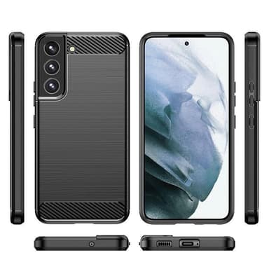 SKALO Samsung S22+ Armor Carbon Iskunkestävä TPU suojakuori - Musta