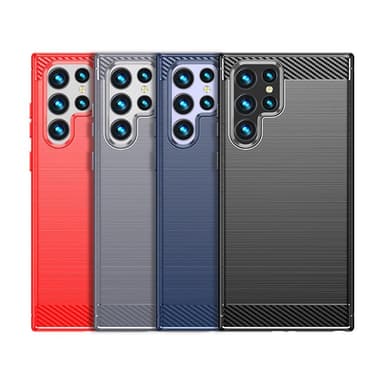 SKALO Samsung S22 Ultra Armor Carbon Iskunkestävä TPU suojakuori - Musta