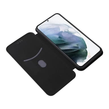 SKALO Samsung S22 Carbon Fiber Lompakkokotelo - Musta