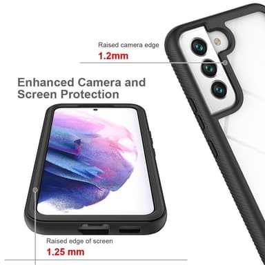 SKALO Samsung S22 Iskunkestävä Clear Hybridi Suojakuori - Musta