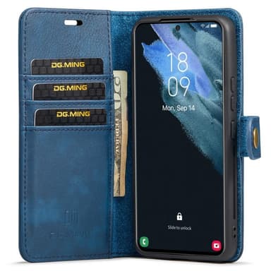DG MING Samsung S22 2-in-1 magneetti lompakkokotelo - Sininen