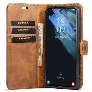 DG MING Samsung S22 2-in-1 magneetti lompakkokotelo - Ruskea