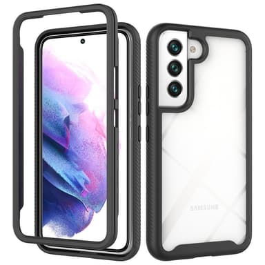 SKALO Samsung S22 Iskunkestävä Clear Hybridi Suojakuori - Musta