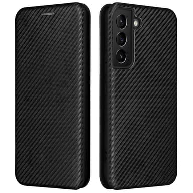 SKALO Samsung S22 Carbon Fiber Lompakkokotelo - Musta
