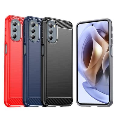 SKALO Moto G51 Armor Carbon Iskunkestävä TPU suojakuori - Musta