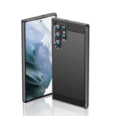 SKALO Samsung S22 Ultra Armor Carbon Iskunkestävä TPU suojakuori - Musta